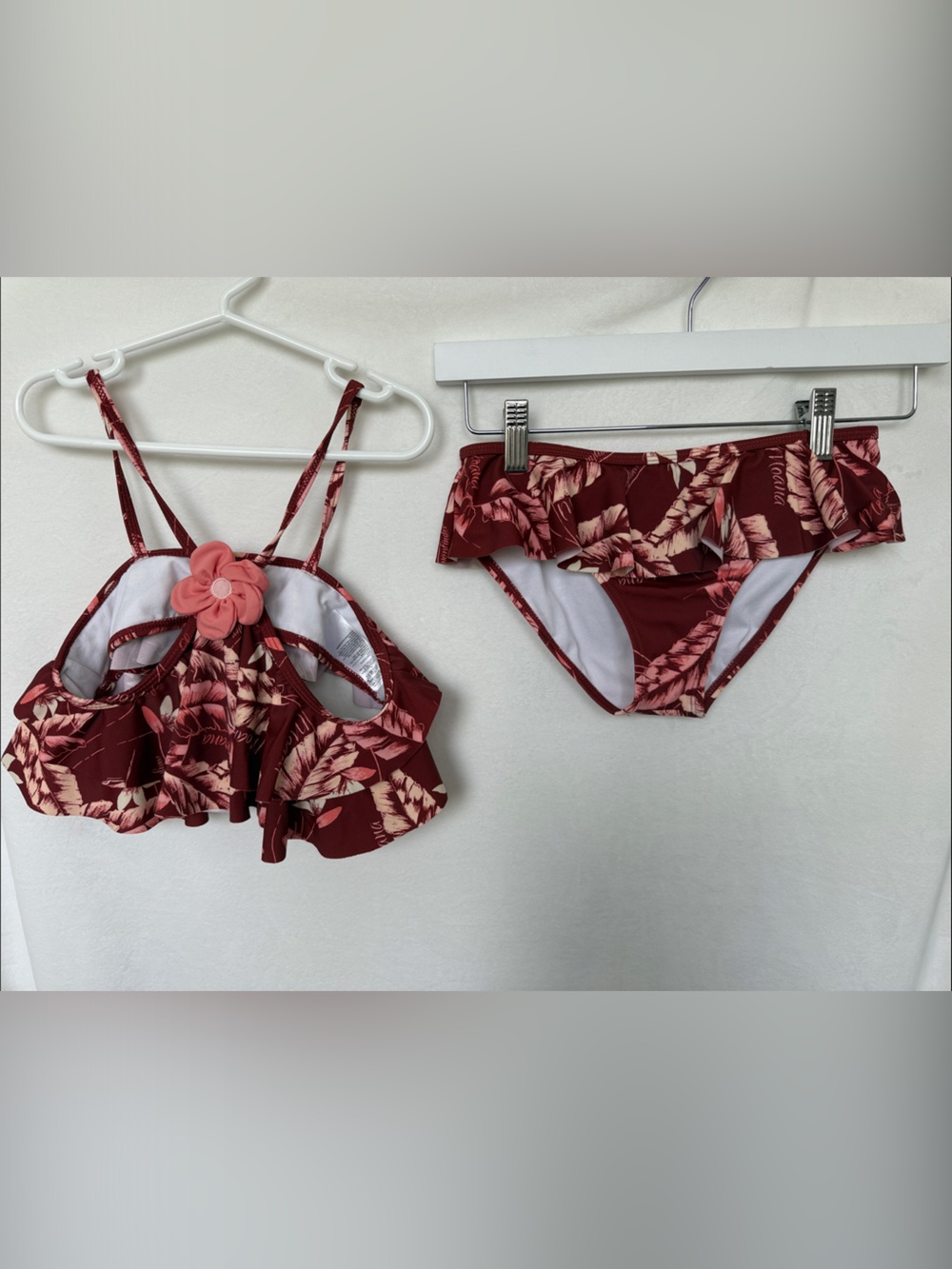 Janie and Jack Maroon Disney’s Moana Ruffle Girls' Bikini Set